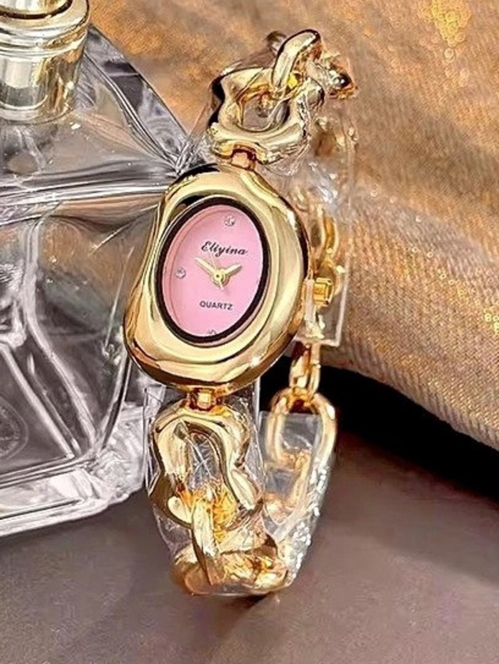 New Eliyina Gold & Pink Ornate Brooch